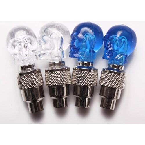 2pcs LED Light Skull Shape Valve Cap Wheel Tyre Lamp for Bike Motorbike Bicycle Accessories YS-BUY