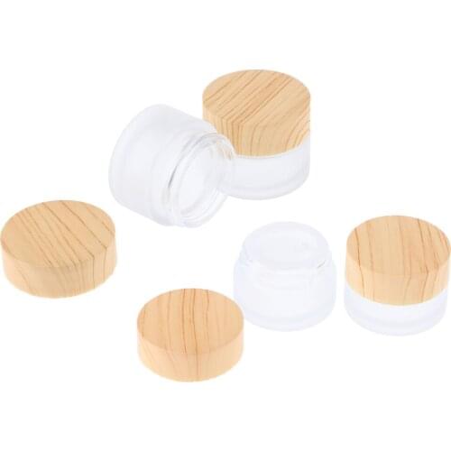 5g 15g Round Glass Refillable Cosmetic Jars Empty Face Cream Lip Balm Storage Containers Pots Bottles w/ Screw Lids (4pcs)
