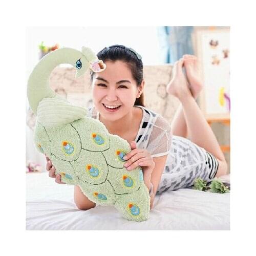 Large 80cm green peacock plush toy soft throw pillow birthday gift b0569