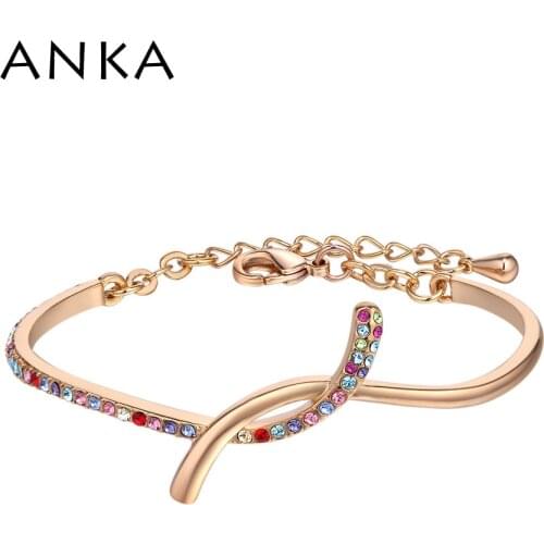 ANKA Letter Rhinestone Bracelets & Bangles For Women Jewelry Gold Color Give Girlfriend And Mom The Best Gift #133391