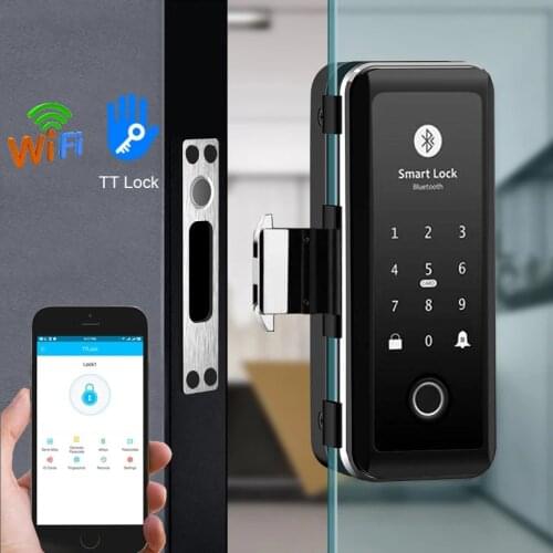Glass Door Lock Bluetooth WIFI Gateway TTLock APP Fingerprint Password RFID Card Electric Digital Lock Wooden Smart Door Lock