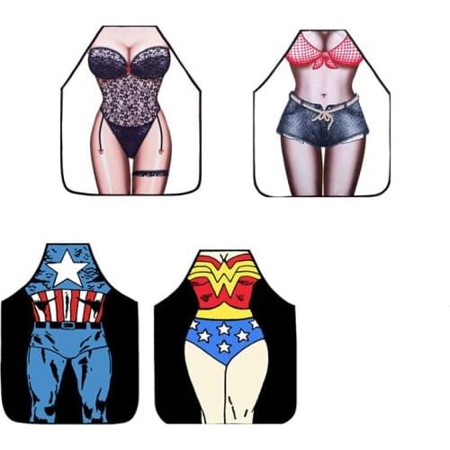 Kitchen Aprons Funny Novelty BBQ Women Apron Naked Men Women Sexy Rude Cheeky Kitchen Cotton Apron Cartoon Pattern