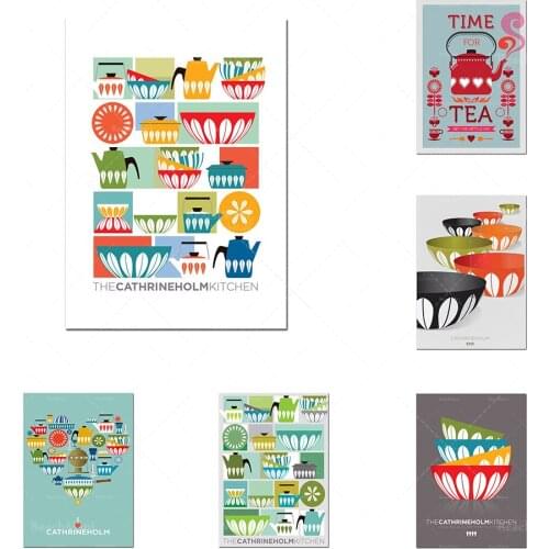 Cathrineholm Prints Set Of , Norwegian Kitchen wall art, Triptyque Mid Century Modern Catherine holm, Hygge home art, Rétro Kitc