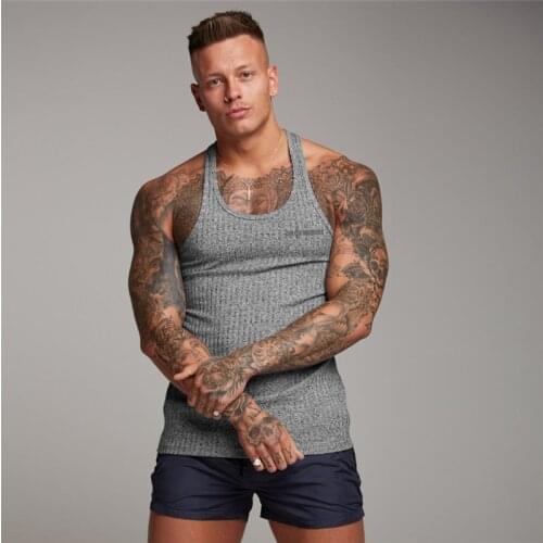 Mens Casual O Neck Sleeveless T Shirt Fitness Slim Fit Sports Strips Tank Top Male Fashion Singlets Summer Knitted Gym Clothing