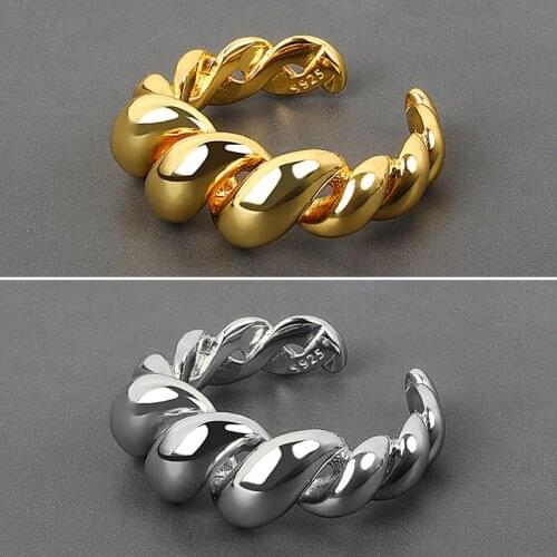 Glossy Wide Version INS Color Plated Exaggerated Metal Rings Open Adjustable Ring for Women Men Twisted Jewelry M4