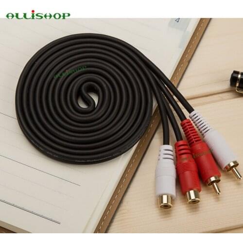1.8M RCA Cable 2 RCA Male to Female 3.5mm Jack Adapter Aduio Cable Aux Cable (24k Gold Plated) Connectors Extension Cord
