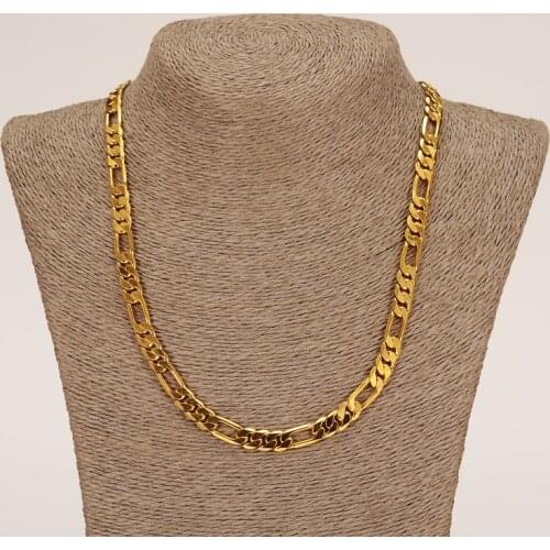 Bangrui 60cm&21cm Hot Fashion Gold Color Jewelry Men Necklace Set Wholesale Trendy Figaro Chain Necklace Bracelet Set