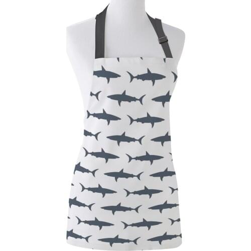 Shark Silhouette Printed Kitchen Aprons Durable Comfortable Cleaning Tool Female Couples Housewife Cooking Baking Bib