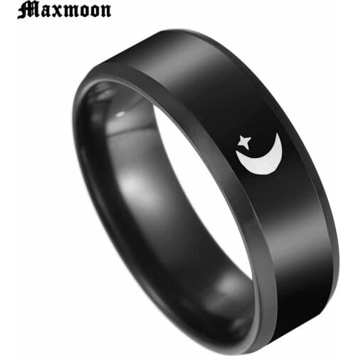 Maxmoon New Arrival Ring Hot Sell Muslims Classic Moon And Star Exquisite Men Ring
