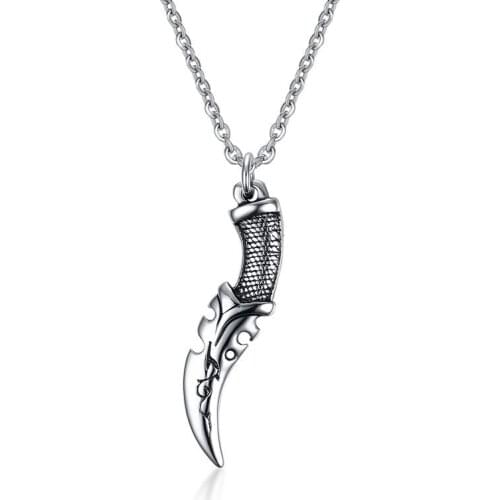 Attractive new 5cm real micro dagger Stainless Steel pendant Necklace men hip hop silver color necklace man personality