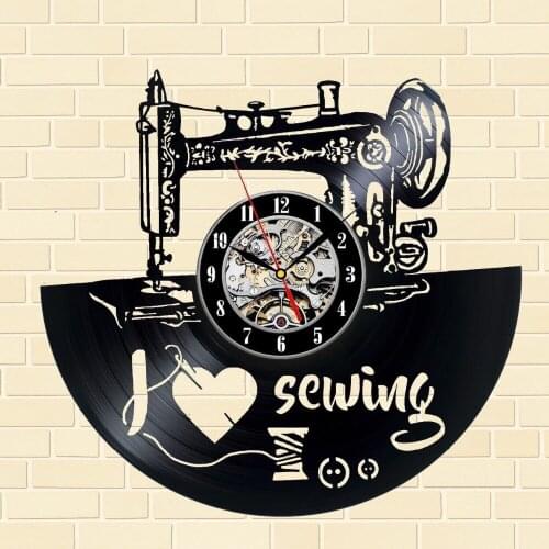 2021 New CD Vinyl Record Wall Clock Creative Modern Design Clock Sewing Machine Shape Vinyl Record Wall Clocks
