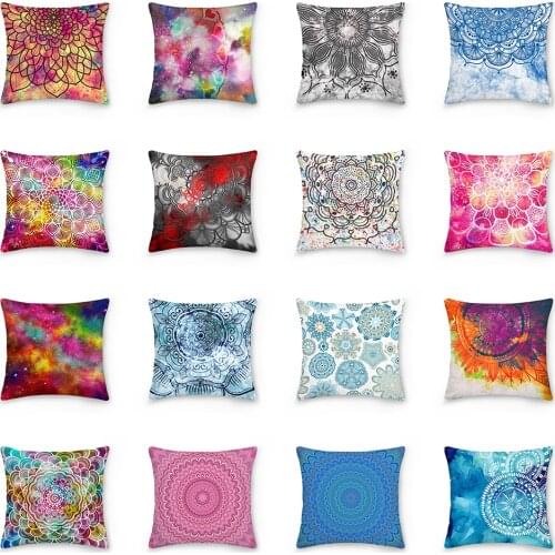 Mandala Pattern Psychedelic Polyester Throw Pillow Cushion Cover Car Decor Home Decoration Sofa Decorative Pillowcase