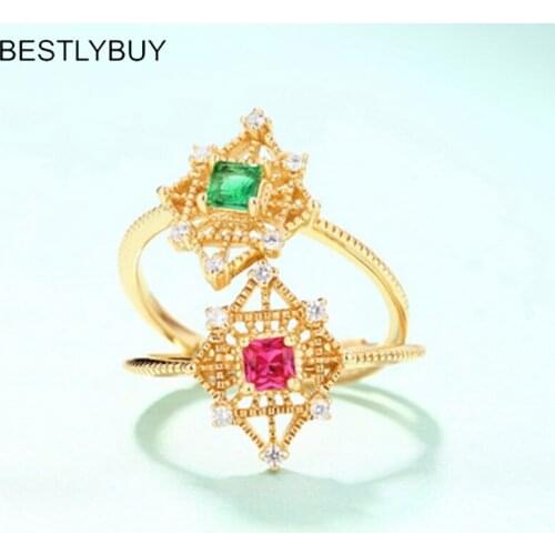 Simple silver emeralds ring for wedding SI grade 3mm * 3mm natural emeralds silver ring solid 925 sterling silver ring