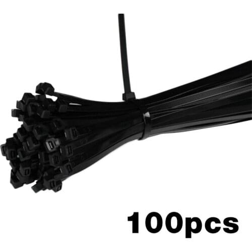 Self-Locking Nylon Cable Ties Set Width 2.5 x80/100/120/150/200mm Assorted Black Plastic Zip Loop Wire Wrap 3.5*150