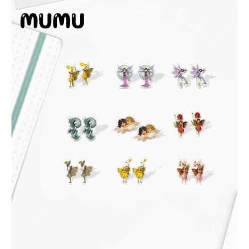 2021 New Flower Fairy Stud Earring Fairies Epoxy Jewelry Resin Acrylic Earrings Handmade Gifts Girl