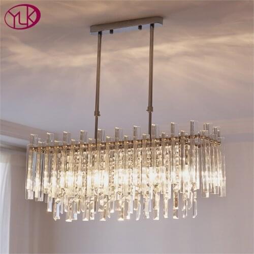 Modern Crystal Chandelier For Dining Room Rectangle Home Decor Hanging Light Fixture Luxury Kitchen Island LED Cristal Lamp