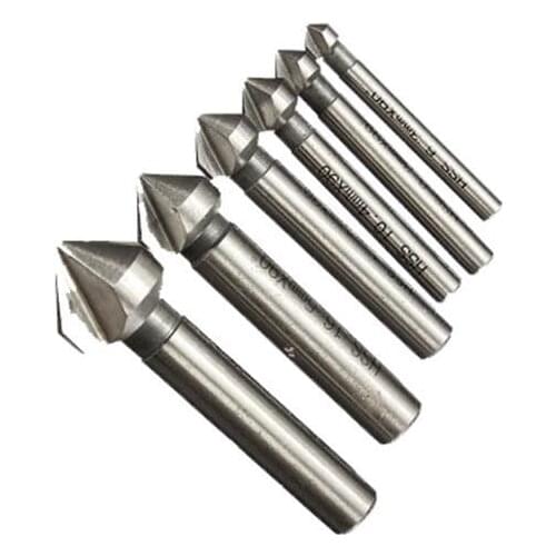 6pcs Three-Edged Chamfer Superhard Titanium alloy HSS Chamfer Countersink Chamfer Drill Bit 1/4" Hex Shank 90 Degree Wood