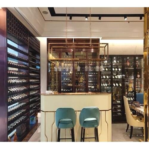 Stainless steel wine cabinet wine rack villa home refrigerated wine cabinet custom wine kiln winery display rack SUS 304
