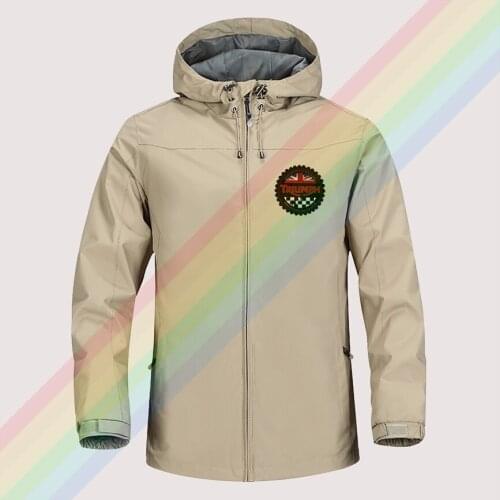 Vintage Triumph Motorcycles Advertising Winter Jacket Men Lightweight Hooded Waterproof Coat Outdoor Sportswear Asian size