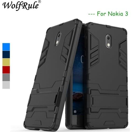 WolfRule sFor Phone Case Nokia 3 Cover Soft Rubber + Plastic Kickstand Case For Nokia 3 Case For Nokia3 Mobile Shell Funda 5.0"