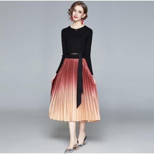 Women Summer Dresses Kintting Cotton Office Lady Elegant Women Dresses Draped Mid-Calf O-Neck Solid 2021 New Black Party Dresses