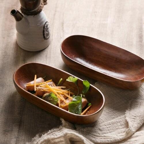 1/2PCS Japanese Creative Small Tray Wooden Sushi Box Solid Wood Serving Plate For Salad Fruit Snacks Dried Fruit