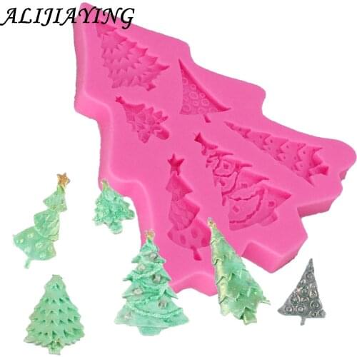 1Pcs Christmas tree shape Silicone Fondant Molds Wedding Cake Decorating Tools Candy Clay Gumpaste Chocolate Moulds D0871
