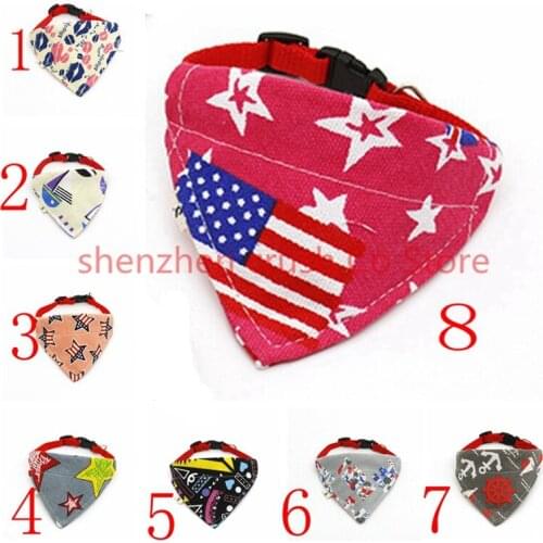 100pcs/lot 2017 New design Mix 8Colors Adjustable New Dog Puppy Pet bandanas 100%Cotton Pet tie size S M l xl