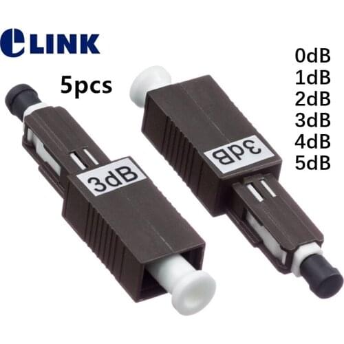 5PCS MU UPC FM attenuator fibra optica female to male attenuator 0db 1dB 2db 3db 4db 5db ftth optical attenuator ELINK