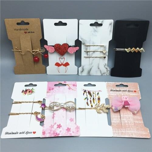 50pcs Multi-style Paper Cards Handmade Hair Pins Display Card Brooches Price Tags DIY Jewelry Hair Clips Packaging Accessories