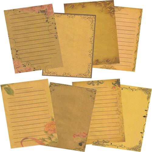 8Sheets Vintage Kraft Paper Letter Stationery Paper Letter Old Fashioned Retro Brown Kraft Writing Paper School Office Suppliers