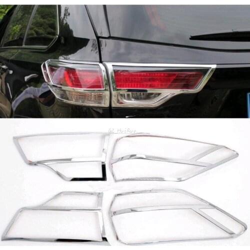 ABS Chrome Rear Tail Light Lamp Cover Trim 4pcs for Toyota Highlander 2014 2015 2016