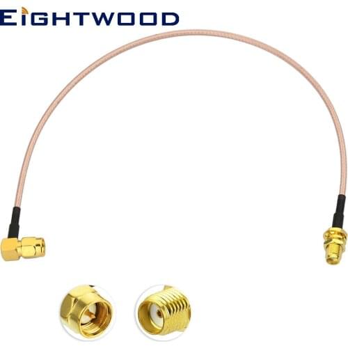 Eightwood SMA Adapter Cable Female Straight to Male Right Angle Crimp RG316 RF Coaxial 15cm Customizable Pigtail 6 GHz Jumper