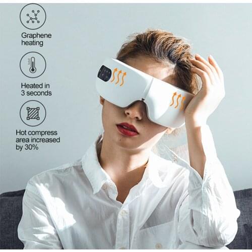 AI Voice Control Smart Eye Massager Air Pressure Heating Vibration 4 Modes Bluetooth Music Massage Glasses Relieve Eyes Fatigue