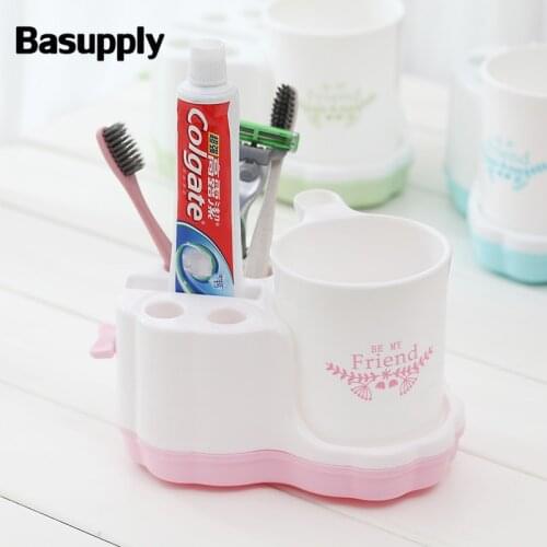 Basupply 1 Pcs 2018 Automatic Toothbrush Holder Squeeze Toothpaste Shaver Cup Holder Kitchen Bathroom Accessories