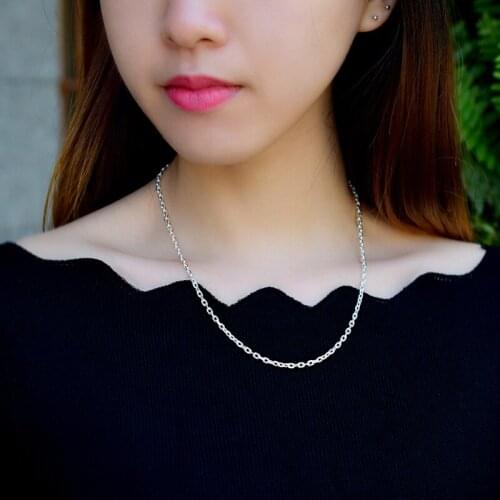 SA SILVERAGE Long Sweater Chain Necklaces for Women Sterling Silver Necklace Female Silver Cross Chain O Chain Simple Fashion