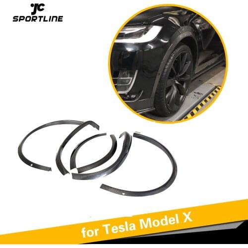 For Tesla Model X 2016 - 2018 Carbon Fiber Arch Trims Wheel Eyebrow Fender Flare Car Styling Car Mud Splash Guards