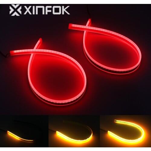 Flow Turn Signal Brake Lights DC 12V White Red Ice-blue Yellow Universal Waterproof Flexible LED DRL Daytime Running Lights