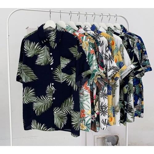 Couples Hawaiian Shirt 2020 Summer New Fashion Casual Printed Beach Shirts Short Shirts Mens Brand Clothing Asian Size 5XL