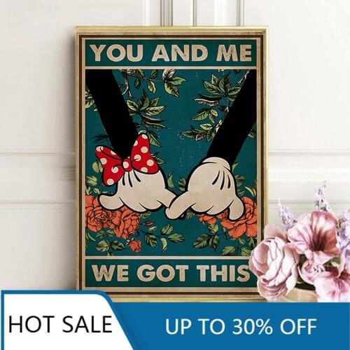 Disney Canvas Painting Mickey Mouse Love Family Cartoon Funny Bathroom Posters Prints Wall Art Washroom Decoration Pictures