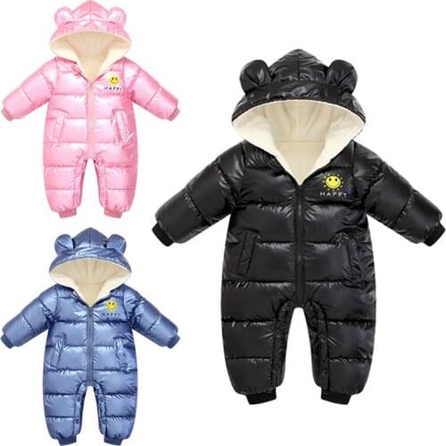 Newborn Rompers Warm Winter Toddler Children Hooded Thick Down Cotton Outfit Girls Infants Warm Jumpsuit Kids Boys Costume