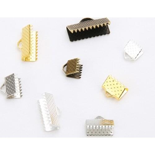 Aclovex 100pcs Gold Color End Clasps Fastener Fit 6/8/10/13/16/20/25mm Flat Leather Cord Iron Connectors For Diy Jewelry Making