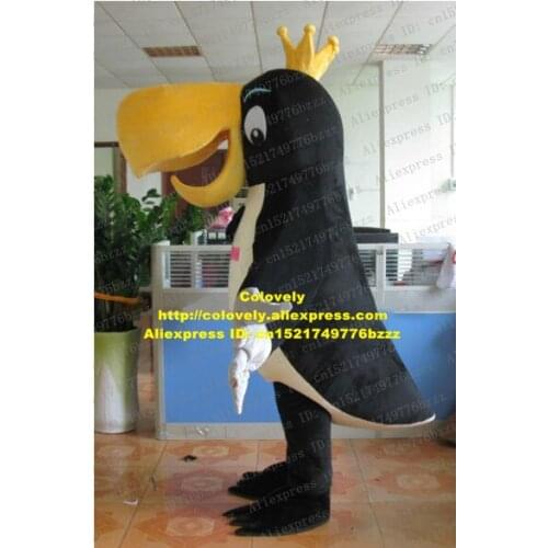 Black Toco Toucan Barbet Hornbill Magpie Pica Pica Crow Raven Blackbird Mascot Costume With Big Yellow Sharp Mouth No.6155