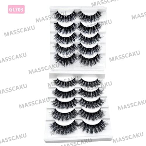MASSCAKU 3D false eyelashes 5 pairs 25mm Lashes 27mm Mink Lashes Handcrafted Full Volume Dramatic Eyelashes Luxury 3D Mink