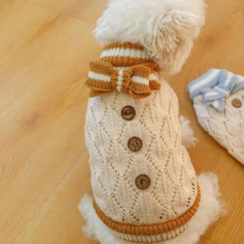 Washable Stylish Dog Two-legged Knitted Clothes Pet Clothing Puppy Knitwear Bow-knot Design Puppy Costume