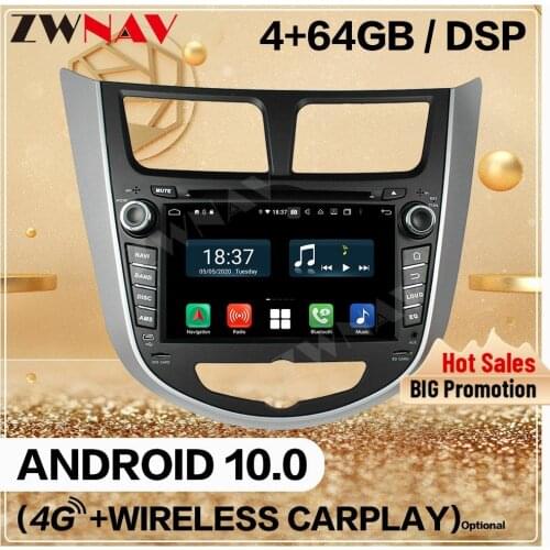 Carplay 2 Din 4+128G For HYUNDAI VERNA ACCENT SOLARIS Android 10.0 Screen Multimedia Player Audio Radio GPS Navi Head Unit Auto
