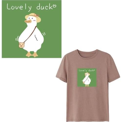 Cartoon Patch deal with it Clothes Heat Transfer Printing White Duck Iron on patches for clothing women Diy PVC Stickers