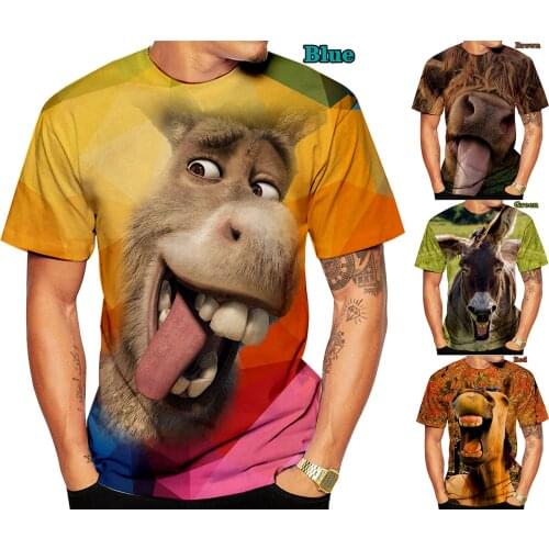 Hot Newest Women/Men Lovely donkey 3D Print MensT-shirt