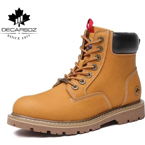 DECARSDZ 2021 Man Boots Casual boots For Men 100% Genuine leather design Mens Boots Hiking Man Shoes