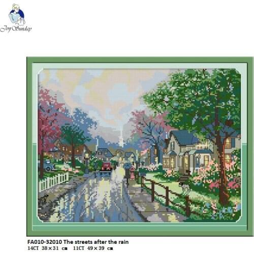 Joy Sunday Cross-stitch kits,DIY Hand Cross Stitch,Set Embroidery Suit,The Streets After the Rain Enough Canvas for Embroidery